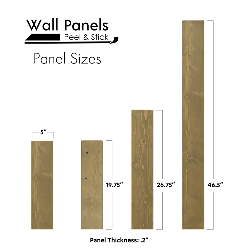 Bella Peel and Stick Solid Wood Wall Paneling Assorted Length 5inch Width19sqFt