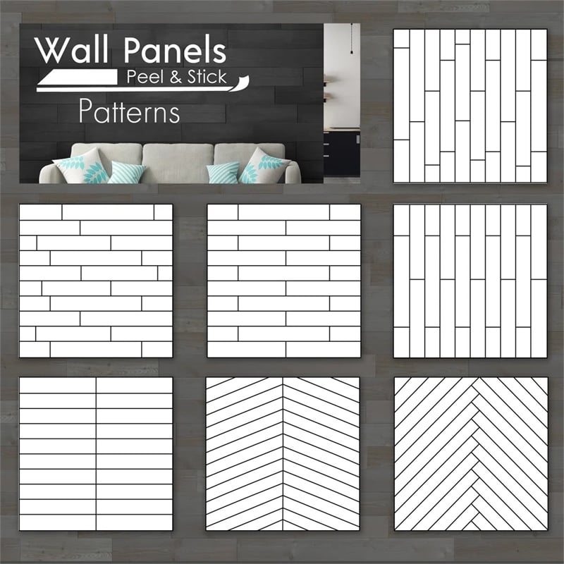 Decorative Solid Wood Wall Panel with Adhesive 3M Tape Charcoal Gray 95sqft