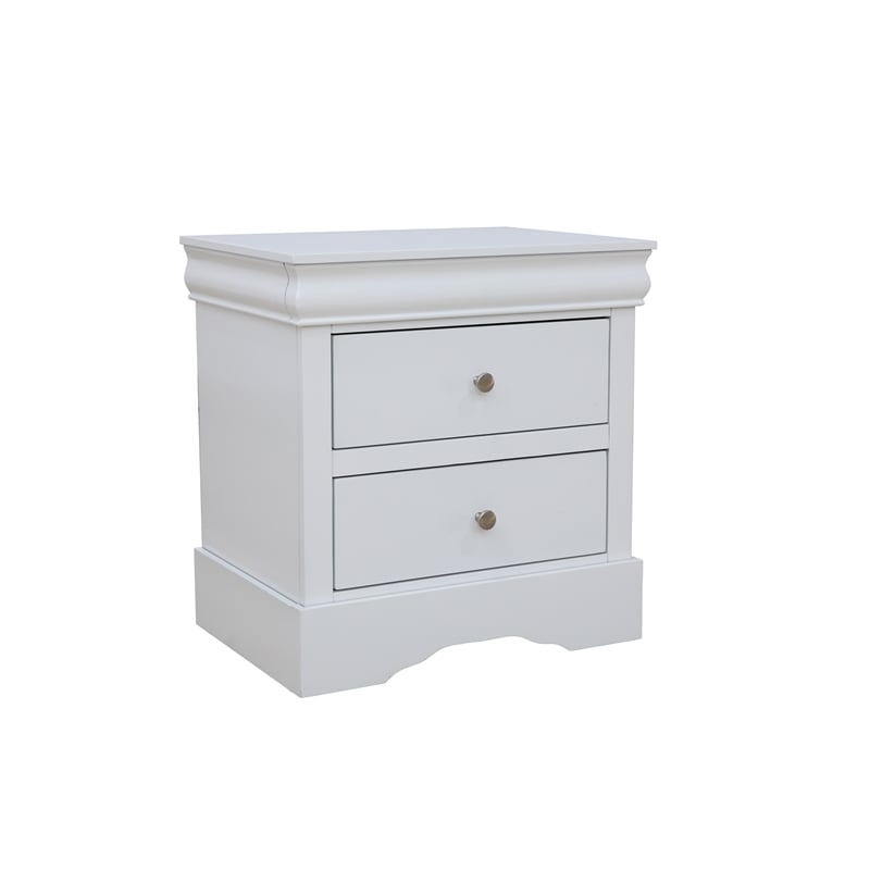 Louis Philippe Traditional 2-Drawer Nightstand Bedside Table White