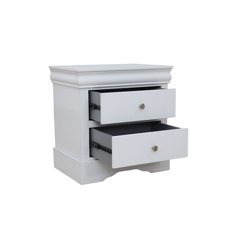Louis Philippe Traditional 2-Drawer Nightstand Bedside Table White