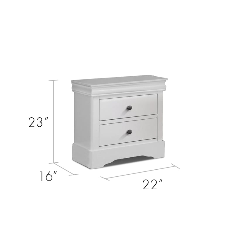 Louis Philippe Traditional 2-Drawer Nightstand Bedside Table White