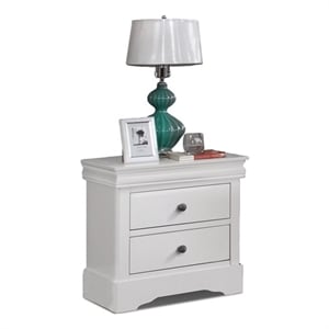 Louis Philippe Traditional 2-Drawer Nightstand Bedside Table White