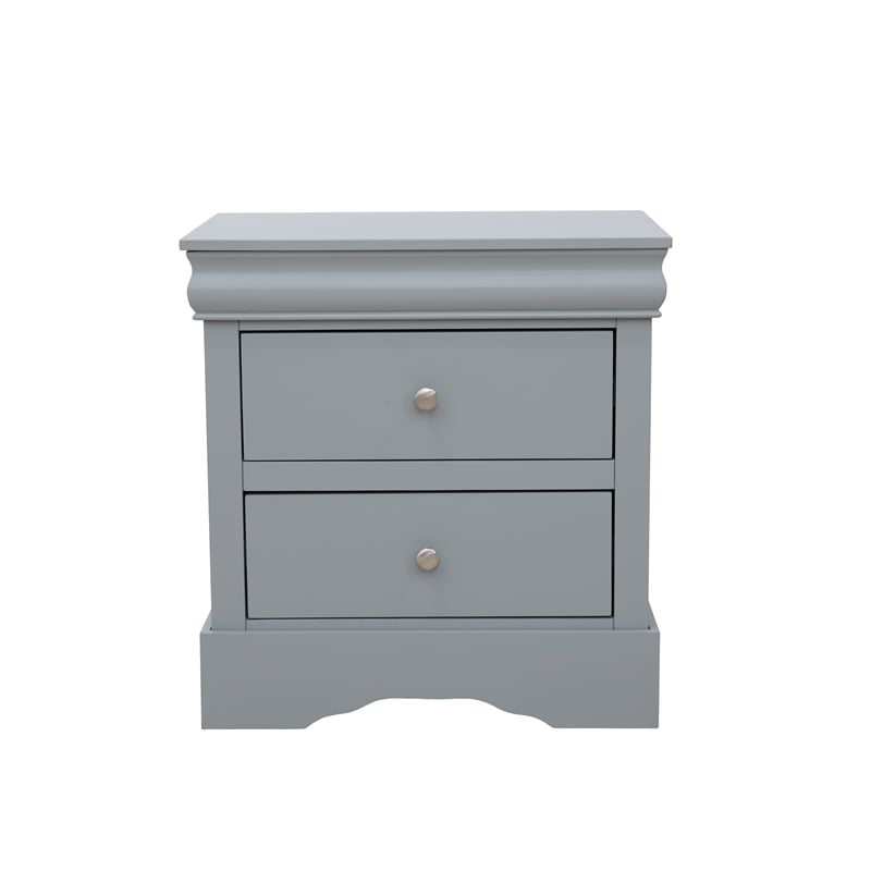 Louis Philippe Traditional 2-Drawer Wood Nightstand  Gray