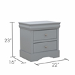Louis Philippe Traditional 2-Drawer Wood Nightstand  Gray