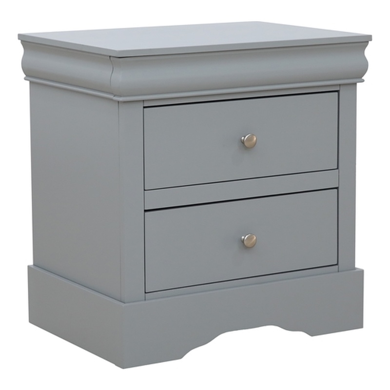 Louis Philippe Traditional 2-Drawer Wood Nightstand  Gray