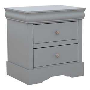 Louis Philippe Traditional 2-Drawer Wood Nightstand  Gray