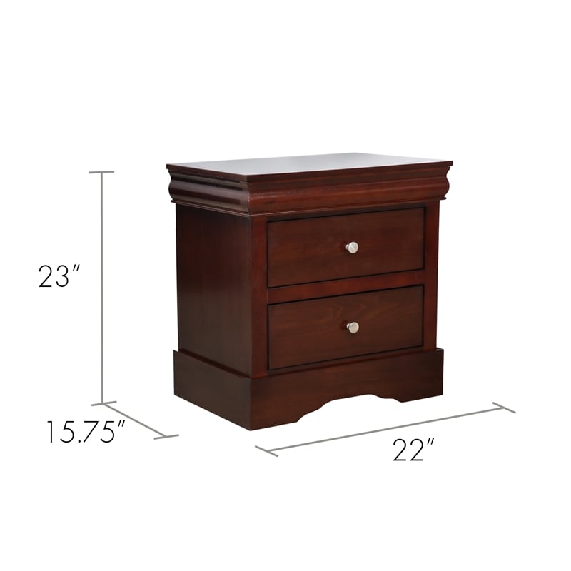Louis Philippe Traditional 2-Drawer Nightstand Bedside Table Walnut