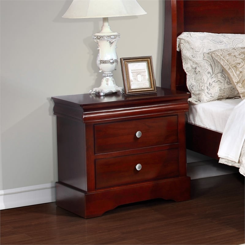 Louis Philippe Traditional 2-Drawer Nightstand Bedside Table Walnut