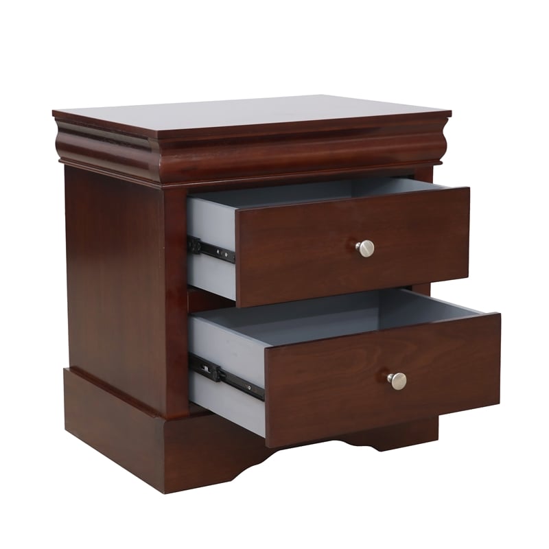 Louis Philippe Traditional 2-Drawer Nightstand Bedside Table Walnut