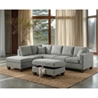 Essa Grey Reversible Sectional With USB Power Wood Legs And Storage Ottoman