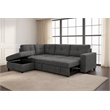 Phoenix Reversible Pull-Out Sleeper Sectional In Charcoal Chenille