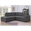 Phoenix Reversible Pull-Out Sleeper Sectional In Charcoal Chenille