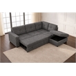 Phoenix Reversible Pull-Out Sleeper Sectional In Charcoal Chenille