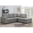 Phoenix Reversible Pull-Out Sleeper Sectional In Light-Grey Chenille