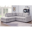Phoenix Reversible Pull-Out Sleeper Sectional In Light-Grey Chenille