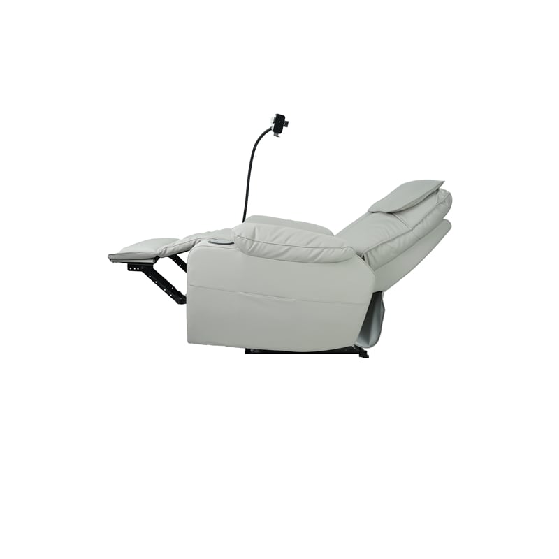 Top Grain Leather Power Recliner with Massage - Heat - Smart Features - Grey
