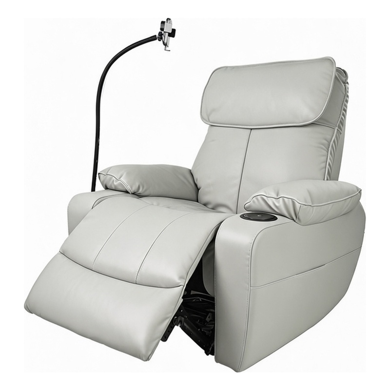 Top Grain Leather Power Recliner with Massage - Heat - Smart Features - Grey