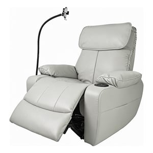 Top Grain Leather Power Recliner with Massage - Heat - Smart Features - Grey