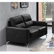 Uptown-Modern Solid Wood/ Leather Match Loveseat and Sofa in Black