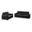 Uptown-Modern Solid Wood/ Leather Match Loveseat and Sofa in Black