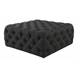 uptown-modern square tufted polylinen fabric ottoman