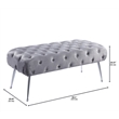 Bria Velvet Tufted Bench Grey