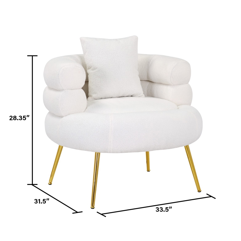 Ivory Polyester Barrel  Accent Chair