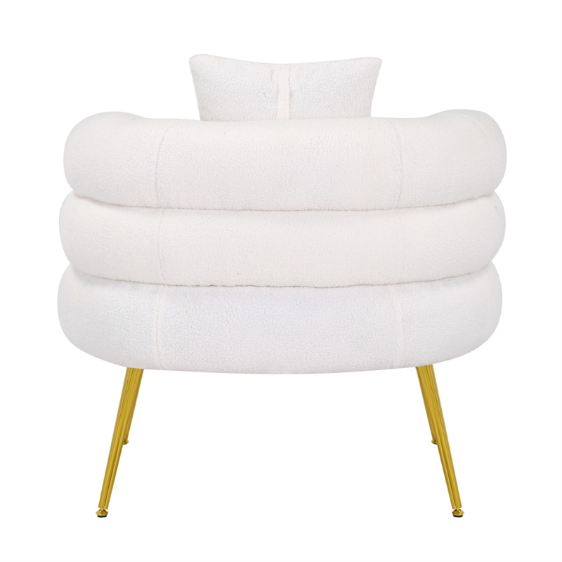 Ivory Polyester Barrel  Accent Chair