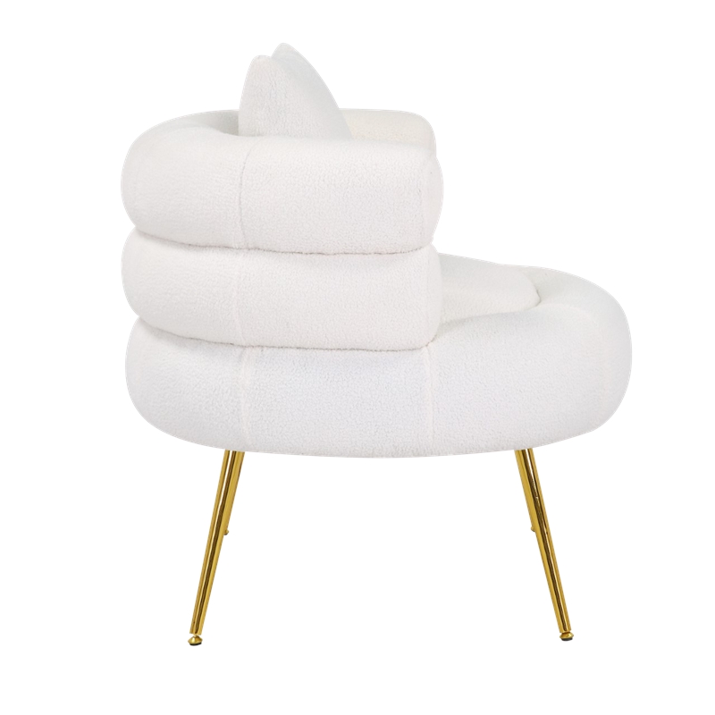 Ivory Polyester Barrel  Accent Chair