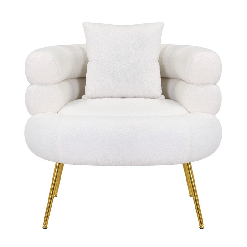 Ivory Polyester Barrel  Accent Chair
