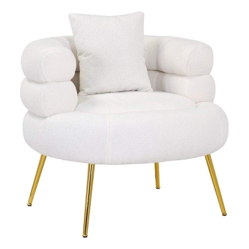Ivory Polyester Barrel  Accent Chair