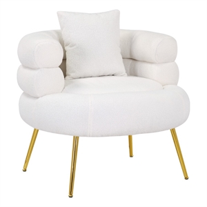 Ivory Polyester Barrel  Accent Chair