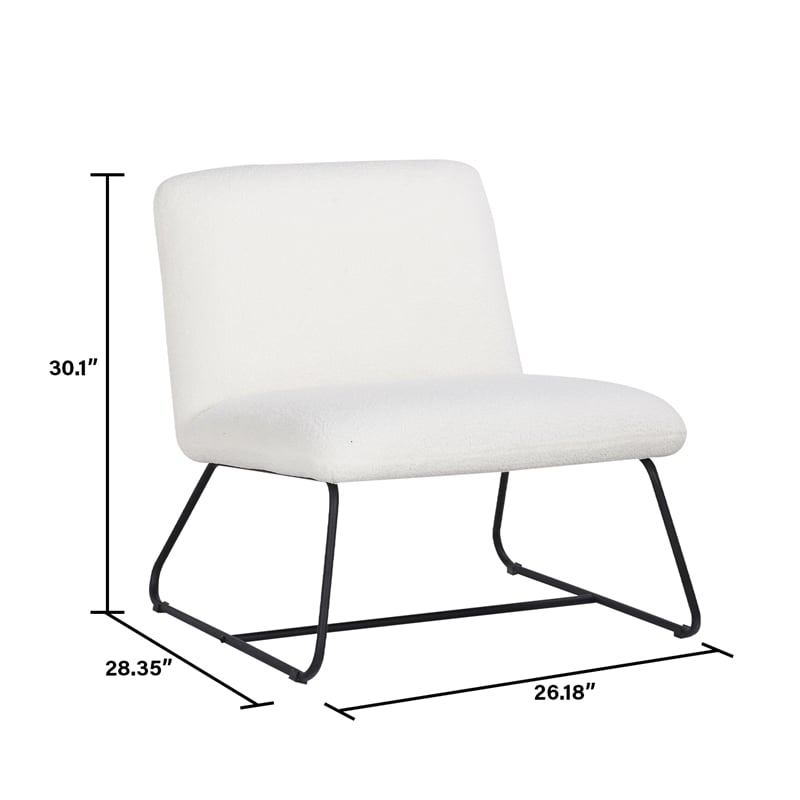 White Plush Fabric Accent Chair in White