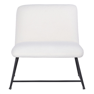 White Plush Fabric Accent Chair in White