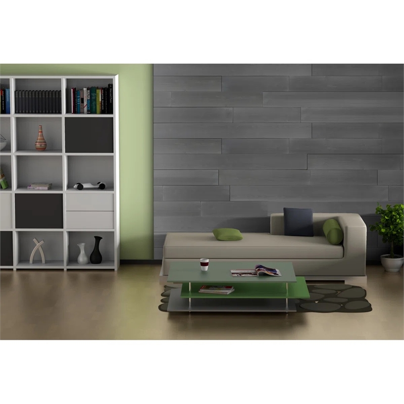 Decorative Solid Wood Wall Panel with Adhesive 3M Tape Vintage Gray 95 sqft