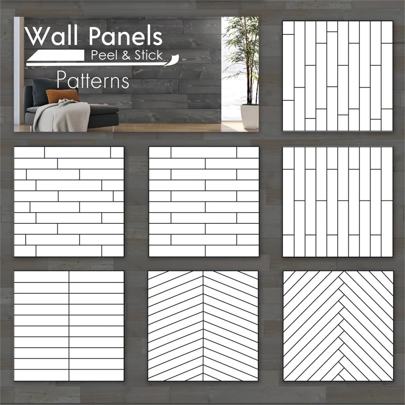 Decorative Solid Wood Wall Panel with Adhesive 3M Tape Charcoal Black 95sqft