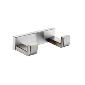 Lexora Home Bagno Bianca Stainless Steel Double Robe Hook in Brushed Nickel