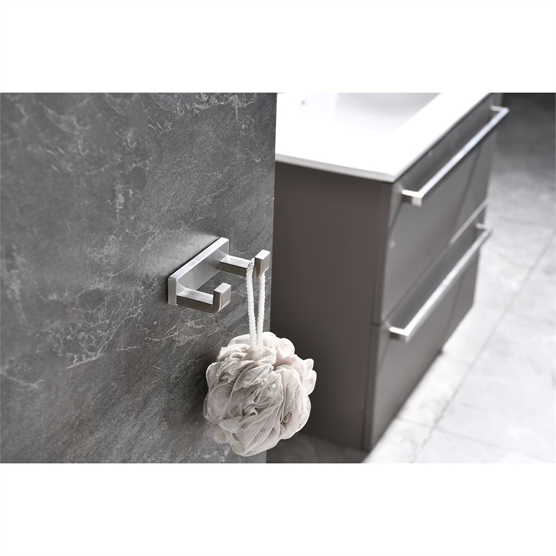 Lexora Home Bagno Bianca Stainless Steel Double Robe Hook in Chrome