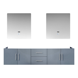 Lexora Home Geneva 80&quot Double Vanity with LED Mirrors in Dark Gray