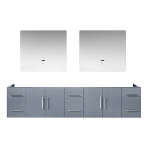 Lexora Home Geneva 84&quot Double Vanity with LED Mirrors in Dark Gray