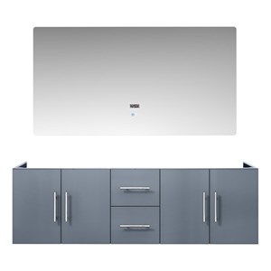 Lexora Home Geneva 60&quot Double Vanity with LED Mirror in Dark Gray