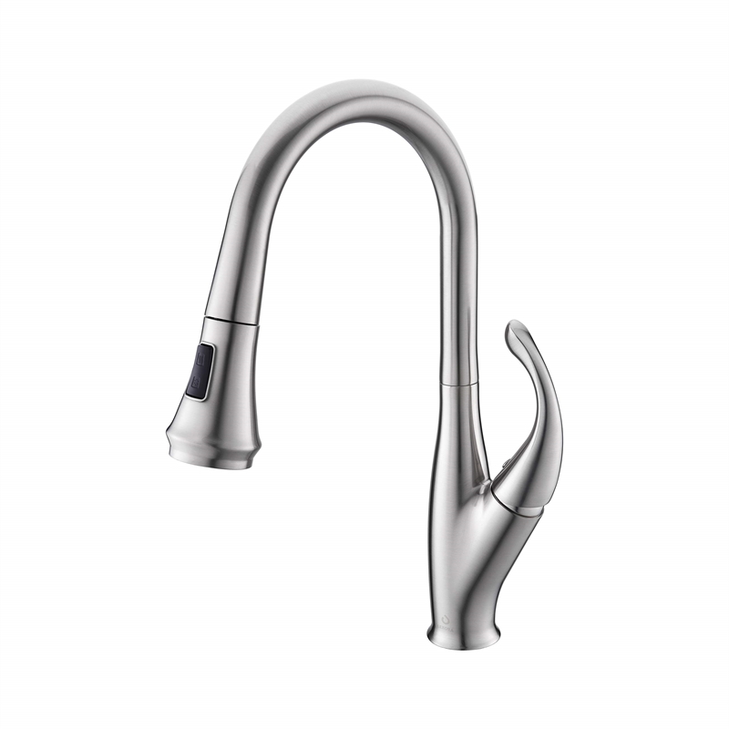 Lexora Home Garbatella Brass Kitchen Faucet with Sprayer in Brushed Nickel
