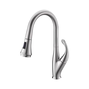 Lexora Home Garbatella Brass Kitchen Faucet with Sprayer in Brushed Nickel