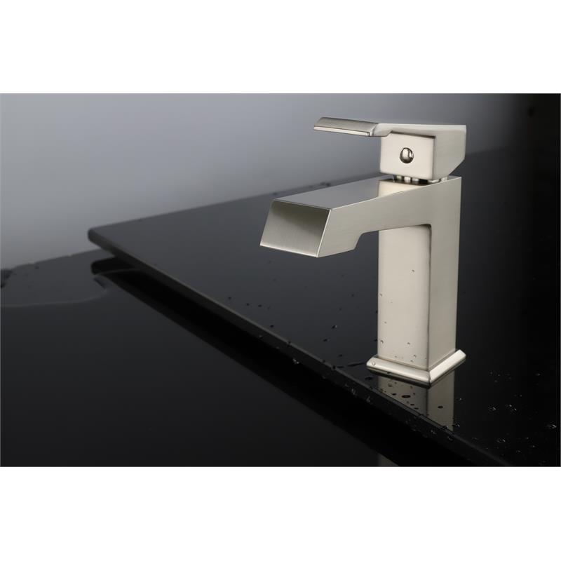 Lexora Home Labaro Brass Single Hole Bathroom Faucet in Brushed Nickel