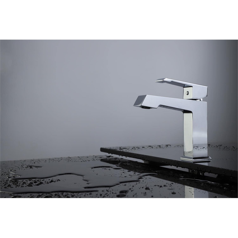 Lexora Home Labaro Brass Single Hole Bathroom Faucet in Chrome