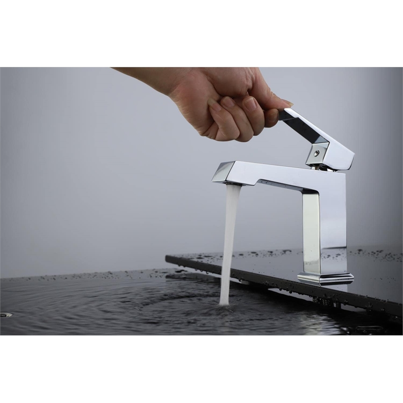 Lexora Home Labaro Brass Single Hole Bathroom Faucet in Chrome