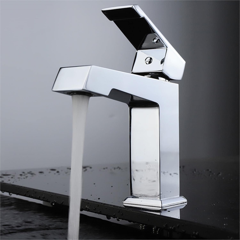 Lexora Home Labaro Brass Single Hole Bathroom Faucet in Chrome
