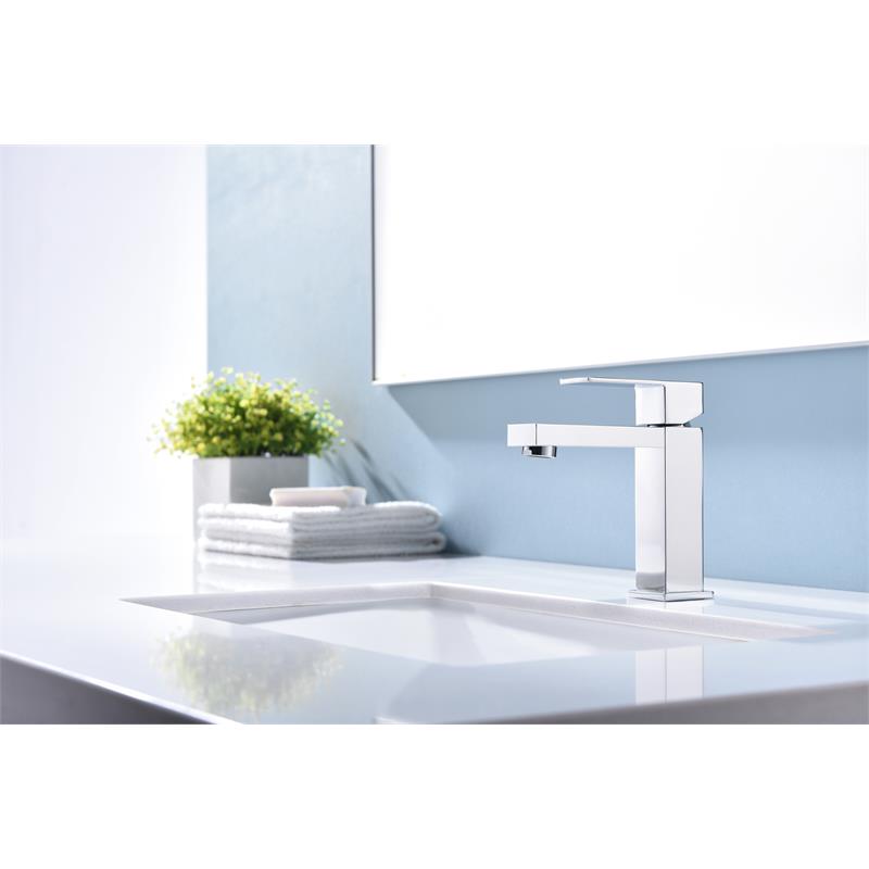Lexora Home Monte Stainless Steel Single Hole Bathroom Faucet in Chrome
