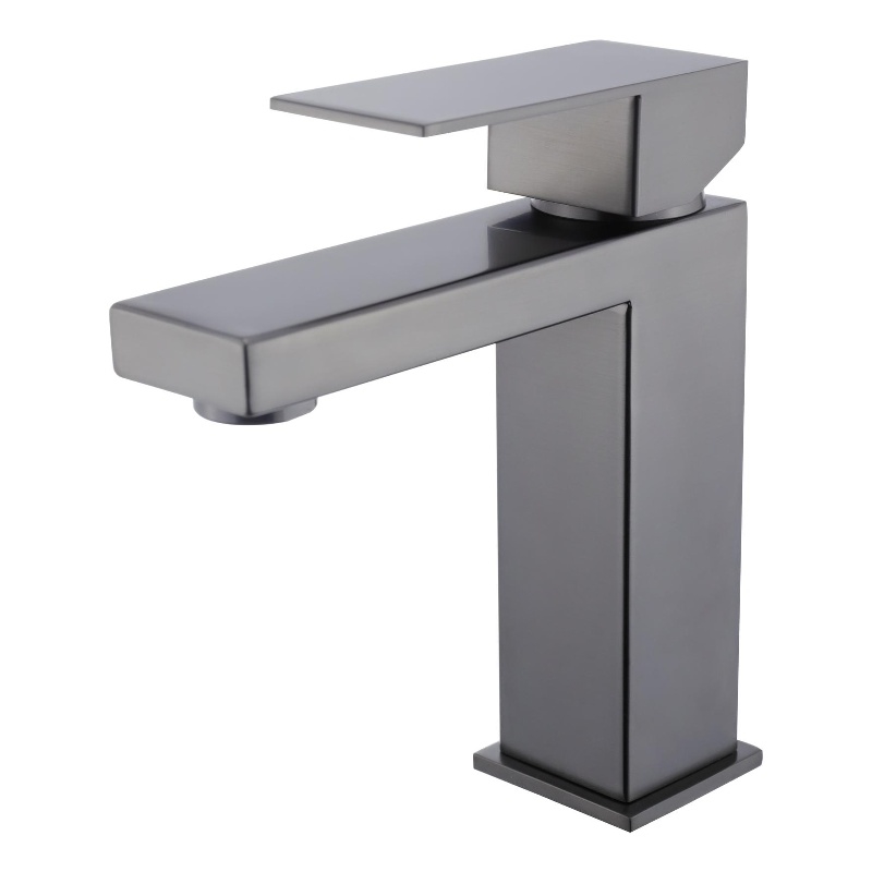 Lexora Home Monte Stainless Steel Single Hole Bathroom Faucet in Gun Metal