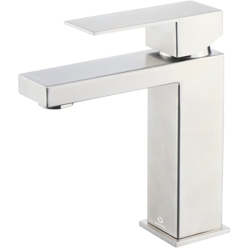 Lexora Home Monte Stainless Steel Single Hole Bathroom Faucet in Satin Nickel